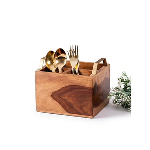 Premium Handcrafted Sheesham Wooden Cutlery Holder Multi-Section Flatware <b>Caddy</b> & Utensil Organizer For Home Restaurant & Hotel - Product Image 1