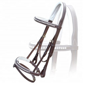 Brida de cuero puro hecha a mano 2023 para caballos banda de nariz suave ceja de cristal producto ecuestre occidental duradero para montar de lujo - Product Image 1