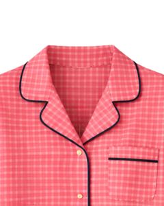 Ensemble de pyjama pour femmes à carreaux roses personnalisés, manches longues, boutons, vêtements de nuit doux et respirants en coton, ensemble de détente deux pièces - Product Image 6