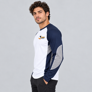 T-shirt à manches longues pour homme de qualité durable, 100% coton tricoté, blanc, marine, gris, séchage rapide, sportif, col rond, coupe régulière - Product Image 5