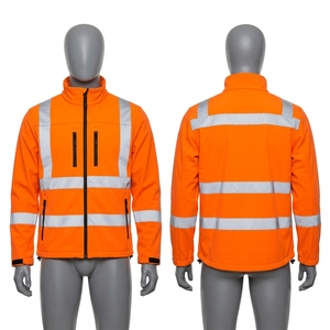 Custom Logo High <b>Vis</b> 300D Oxford Fabric 300 GSM Heavy <b>Orange</b> Waterproof Work <b>Jacket</b> Silver Reflective Tape Panel CE Certified - Product Image 5