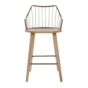 Winston Farmhouse Counter <b>Stool</b> White Washed Wood and <b>Antique</b> Copper Metal Stylish <b>Stools</b> & Ottomans - Product Image 5