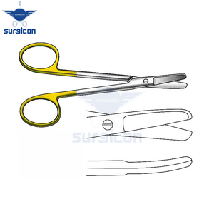 Ciseaux chirurgicaux Cottle 11,5 cm (4-3/4 pouces) courbés, type Bulldog TC, dorés, avec lames de coupe de précision et usage professionnel - Product Image 4