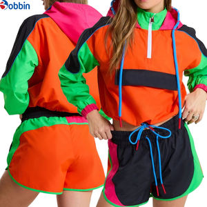 ชุดเซ็ตเสื้อแจ็คเก็ตครึ่งซิปมีฮู้ดและกางเกงขาสั้นสำหรับผู้หญิง ระบายอากาศได้ดี ไซส์ใหญ่ แฟชั่นฤดูใบไม้ผลิและฤดูร้อน แบบยูนิเซ็กซ์ 2 ชิ้น - Product Image 5