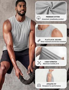 Débardeur de sport décontracté pour homme, couleur unie, en coton, sans manches, pour la gym et la course, coupe musclée, style débardeur court, idéal pour l'été - Product Image 4