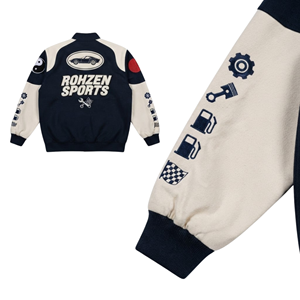 Racing <b>Jacket</b> Embroidered Patch Letterman <b>Bomber</b> <b>Jacket</b> Snap Button Streetwear Motorsport Team Wear Windproof Unisex - Product Image 3