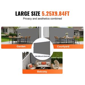 Tenda Laterale Retrattile in Alluminio 63 X 118, Schermo Privacy per Esterni Antiruggine, Divisorio Pieghevole, Protezione dal Vento e dal Sole - Product Image 6