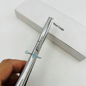 Pince à cheveux professionnelle en acier inoxydable écologique à pointe plate, avec logo personnalisé, poignée noire, pour tissage de mèches individuelles à clipser - Product Image 4