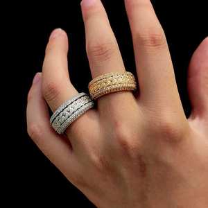 Unisex Hiphop Brass Zircon <b>Ring</b> Micro Insert Setting Customized Size Jewelry Everyday Wear July Birthstone Gift <b>Gold</b> Silver - Product Image 2