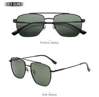 Lunettes de soleil minimalistes carrées à double pont en alliage pour hommes, idéales pour la conduite en extérieur, personnalisables en gros (OEM)