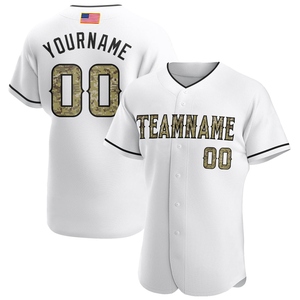 Wholesale Best Selling OMMIZ INDUSTRY Custom White <b>Camo</b>-Black Authentic American Flag Fashion Baseball Jersey - Product Image 1