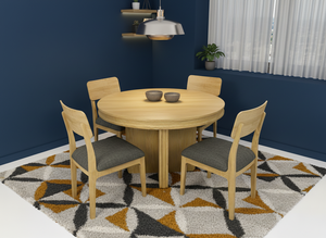 Ensemble table ronde et table basse en frêne massif, style minimaliste moderne, avec 4 chaises, finition naturelle, meubles de salon - Product Image 2