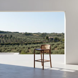 Chaise de bar en teck massif artisanale Lufi, finition naturelle, qualité commerciale, pour hôtel, école, usage extérieur - Product Image 2