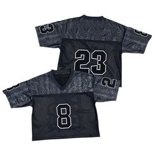 เสื้อเจอร์ซีย์ตาข่ายแบบยูนิเซ็กซ์ สไตล์วินเทจทรงโอเวอร์ไซส์ ระบายอากาศได้ดี เหมาะสำหรับอเมริกันฟุตบอล สตรีทแวร์ รับผลิตแบบ OEM ผ้าโพลีเอสเตอร์ 100% คอวี - Product Image 2