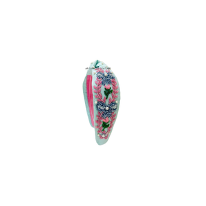 Diadema de tela con nudo superior estilo bola de nieve de verano, accesorio de moda para el cabello de mujer con cuentas de semillas de colores - Product Image 6