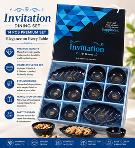 Service de table de luxe 32 pièces en mélamine à imprimé floral – Assiettes, bols, cuillères de service, plateau à riz pour la maison - Product Image 2