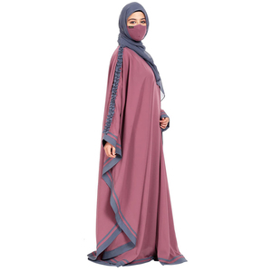 Custom <b>Islam</b> Fashion Women Modest Dresses Long Sleeve Abaya Muslim Dress Comfortable Solid Chiffon Dubai Abaya Summer Wear - Product Image 2