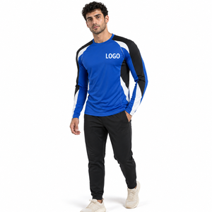 <b>Men's</b> Long Sleeve Sporty T-<b>Shirt</b> Blue <b>Black</b> White Printed Quick Dry Polyester O-Neck <b>Slim</b> <b>Fit</b> - Product Image 2