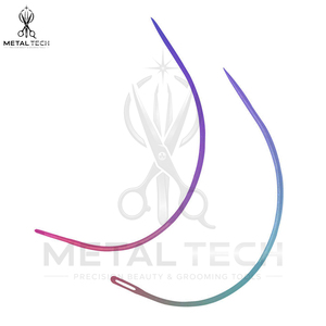 Aiguilles à extensions courbées arc-en-ciel les plus vendues, en acier inoxydable anodisé, forme C, outil pour tissage de cheveux, pour usage en salon - Product Image 2