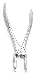 Forceps d'extraction dentaire pour racine supérieure, à bec étroit, pointe dentelée, manche texturé, en acier inoxydable - Product Image 2