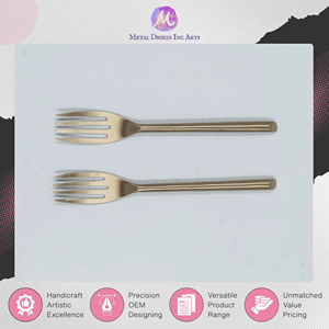 Exportateur mondial vendant des fourchettes à dessert en laiton de qualité supérieure couleur or - Produits de couverts pour la maison et la restauration - Product Image 3