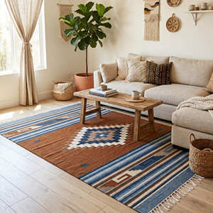 Alfombra Kilim Tejida con Patrón Geométrico, Diseño Personalizado, Alfombra de Oración de Lujo Hecha a Mano, Alfombras Kilim Multiusos - Product Image 5