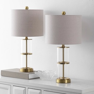 Minimalist Solid Brass <b>Table</b> Lamp with Elegant Linen Shade for Bedroom - Product Image 6