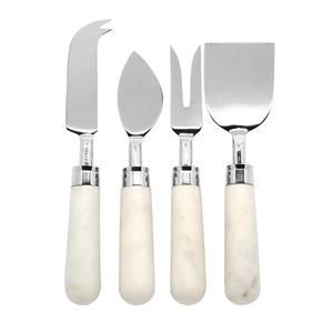 Juego de cubiertos de acero inoxidable con diseño de mármol blanco, cortador de queso y cuchillo para uso doméstico - Product Image 1