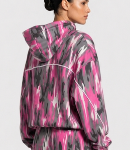 Sudadera con Capucha Extra Grande para Mujer, Estampado de Camuflaje con Líneas en Contraste, Transpirable, de Felpa de Algodón Premium, Ropa Urbana - Product Image 2