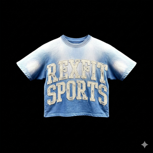 T-shirt Streetwear à épaules tombantes, coupe courte, effet délavé soleil, broderie vieillie, 100% Coton, Grammage lourd 240 GSM, Vente en gros - Product Image 1