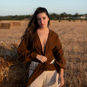 Cotton Wrap Top Tie <b>Shirt</b> with Raw Frayed Edges <b>Boho</b> Blouse Breathable Top for Everyday Wear Festival Outfits and Layering - Product Image 1