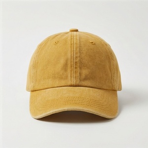 Yellow 6-Panel Baseball Cap Adjustable Cotton Twill Unisex Casual <b>Hat</b> Spring Summer Solid Color <b>Flat</b> Brim - Product Image 1