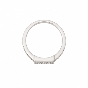 White Gold Enamel Diamond <b>Ring</b> Square Halo Bridal Band Blue and White Round Center Jewelry for Women - Product Image 4
