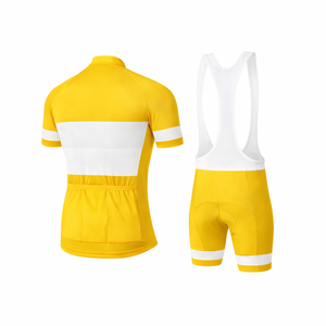 Ensemble maillot et cuissard de cyclisme professionnel pour homme, respirant, séchage rapide, kit de course sur route, logo personnalisé, jaune et blanc, vente en gros - Product Image 2