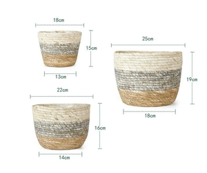 Macetas de Almacenamiento de Piso de Jacinto de Agua y Algodón, Estilo Retro, Hechas a Mano en Vietnam, con Asas Tejidas, Ecológicas - Product Image 4
