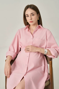 Mini Cotton Loose Waist Polyester Summer Breathable Regular Sleeve Minimalist Turn-down Collar Front Casual Dresses - Product Image 3