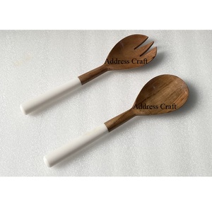 Acacia Wood Salad Servers Resin Salad Hands with Resin Handle Salad <b>Tongs</b> for <b>Serving</b> Salad Spoons Kitchenware <b>Serving</b> Pasta - Product Image 2