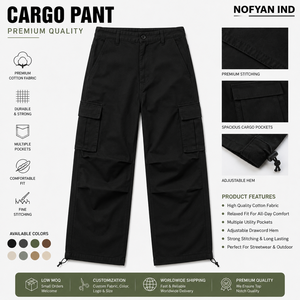 Pantalones Cargo de Algodón de Marca Privada, Personalizados con Logotipo de Fábrica, Pantalones Utilitarios de Estilo Urbano, Pantalones de Trabajo con Múltiples Bolsillos, Pantalones Cargo Resistentes - Product Image 1