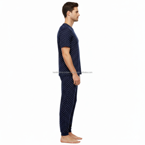 Custom 100% Cotton Sleepwear Men Plain Blank Pajama <b>Set</b> High Quality Soft Breathable Nightwear PJS Manufacturer Wholesale Bulk - Product Image 3