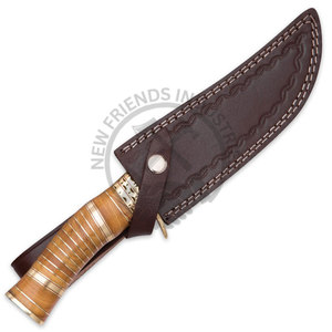 Nueva Edición Cuchillo de Caza de Hoja Fija Afilada de Acero de Damasco Hecho a Mano con Mango de Madera y Funda, Cuchillo de Supervivencia, Cuchillo Bowie para Camping - Product Image 6