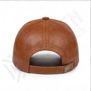 Casquettes de baseball en cuir de luxe noir jais chapeaux de vol réglables en peau de mouton décontractés chapeau de couvre-chef unisexe - Product Image 3