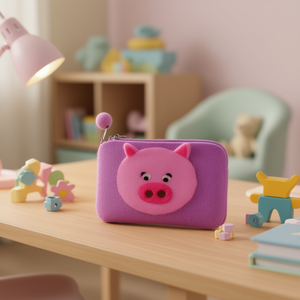 Pig Face Felt <b>Purse</b> <b>Cute</b> Design Wallet - Product Image 3