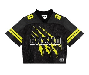 Camisetas deportivas de malla con cuello en V de fútbol americano de gran tamaño, hechas a medida, de alta calidad, estilo boxy, cortas para hombre - Product Image 5