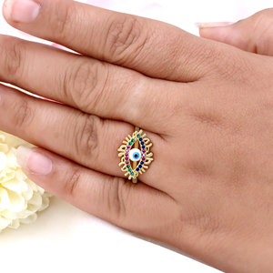 Gold Plated 925 Sterling Silver Cubic Zircon Devil's Eye <b>Fine</b> <b>Ring</b> Jewelry Enamel Drop Oil Evil Angel Eye Finger <b>Rings</b> - Product Image 5