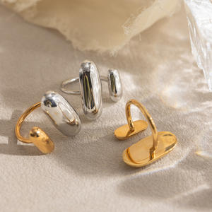 แหวนสแตนเลสสตีลชุบทอง 18K PVD กันน้ำ ปรับขนาดได้ หรูหรา - Product Image 1