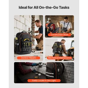 Heavy-Duty 65-Pocket Electric <b>Tools</b> <b>Storage</b> Organizer Backpack with Laptop Compartment Molded Base - Product Image 2