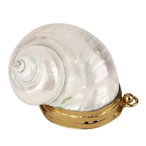 Pochette de soirée en coquillage naturel Turbo Shell avec cadre doré, sac à main de luxe au style côtier pour l'exportation OEM - Product Image 1