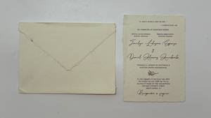 Invitations en papier imprimé à bords festonnés, papeterie de mariage artisanale sur mesure, cartes de luxe en coton, annonces d'événements artisanales - Product Image 2