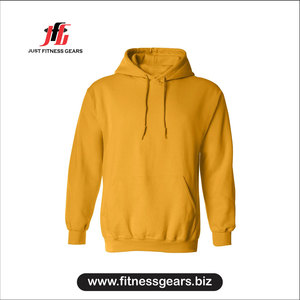 Sudadera con Capucha Color Mostaza para Hombre, Corte Regular, Color Sólido, Informal, para Otoño - Product Image 1