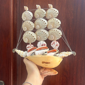 Seashell Boat Decoration Natural Polished <b>Abalone</b> <b>Shell</b> Conch Handmade Vietnam Factory Wholesale Hanging Boat Aquarium Craft - Product Image 1